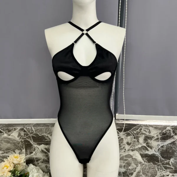 Body une pièce transparent séduisant à dos nu